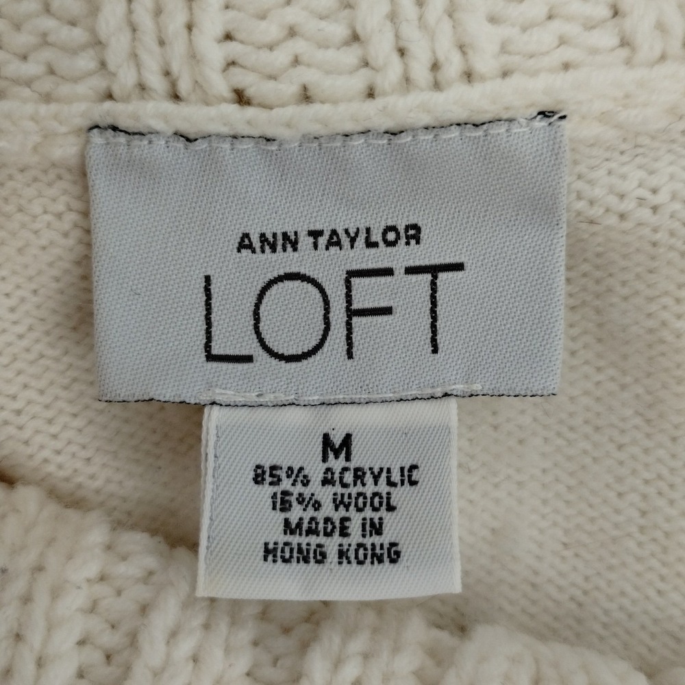 Ann Taylor LOFT Womens Cream Wool Blend Cowl Neck Sweater Size Medium - Picture 4 of 7